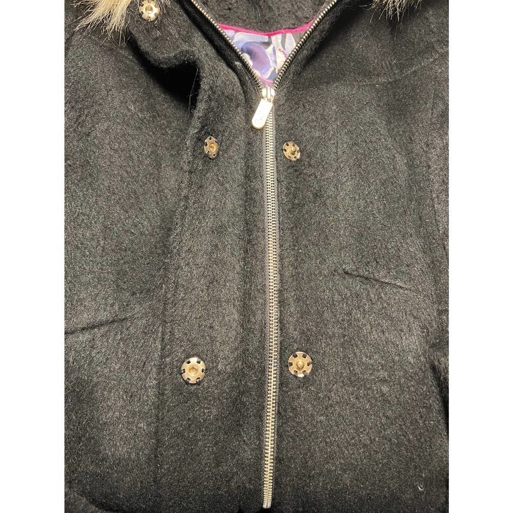 Eliza J - Belted Brushed Wool Blend with Faux Fur Trim - Size 10 - Picture 7 of 8